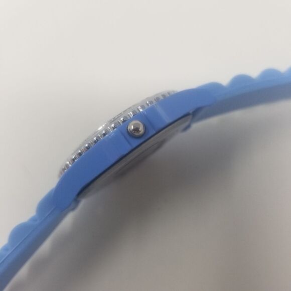 Narmi Blue Rubber Strap & Face Gemmed Bezel Easy To Read Numbers Women's Watch - Picture 9 of 12